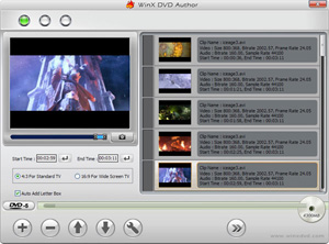 Capture d'ecran du logiciel WinX DVD Author 6.3.10.0 fr