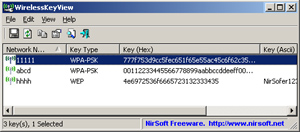 Capture d'ecran du logiciel WirelessKeyView 2.23 fr