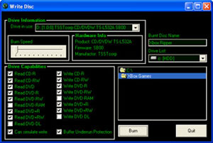 Capture d'ecran du logiciel XBox Ripper 1.0.6