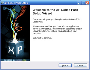 Capture d'ecran du logiciel XP Codec Pack 2.7.4