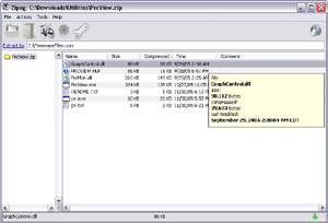 Capture d'ecran du logiciel Zipeg 2.9.4.1316