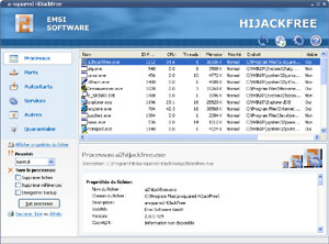 Capture d'ecran du logiciel Emsisoft HiJackFree 4.5.0.10 fr