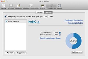 Capture d'ecran du logiciel hubiC 2.1.0.256 fr - Mac