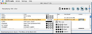 Capture d'ecran du logiciel iRATE Radio 0.5