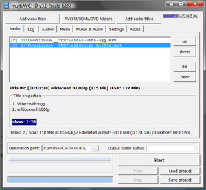 Capture d'ecran du logiciel multiAVCHD 4.1 Build 771 fr